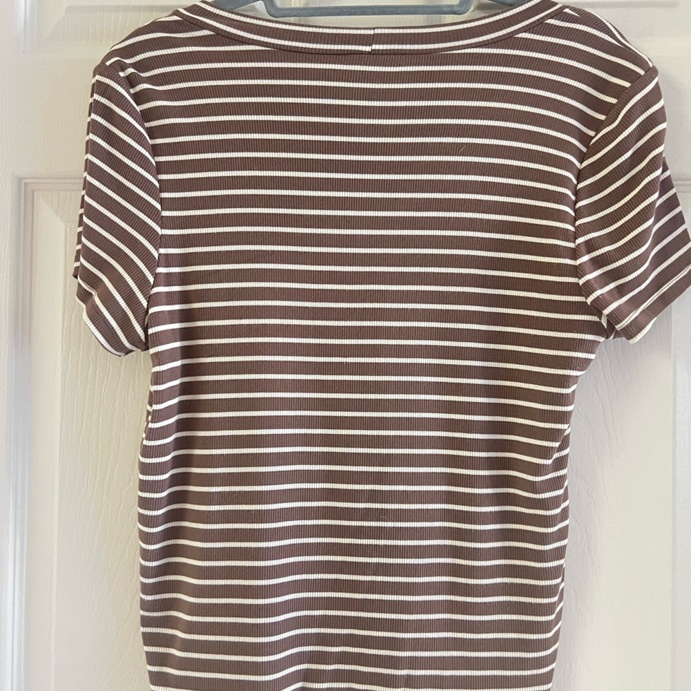 LNA Clothing short sleeve brown & white striped tee. Ribbed. VERY GUC! Size Lg. - Picture 6 of 6